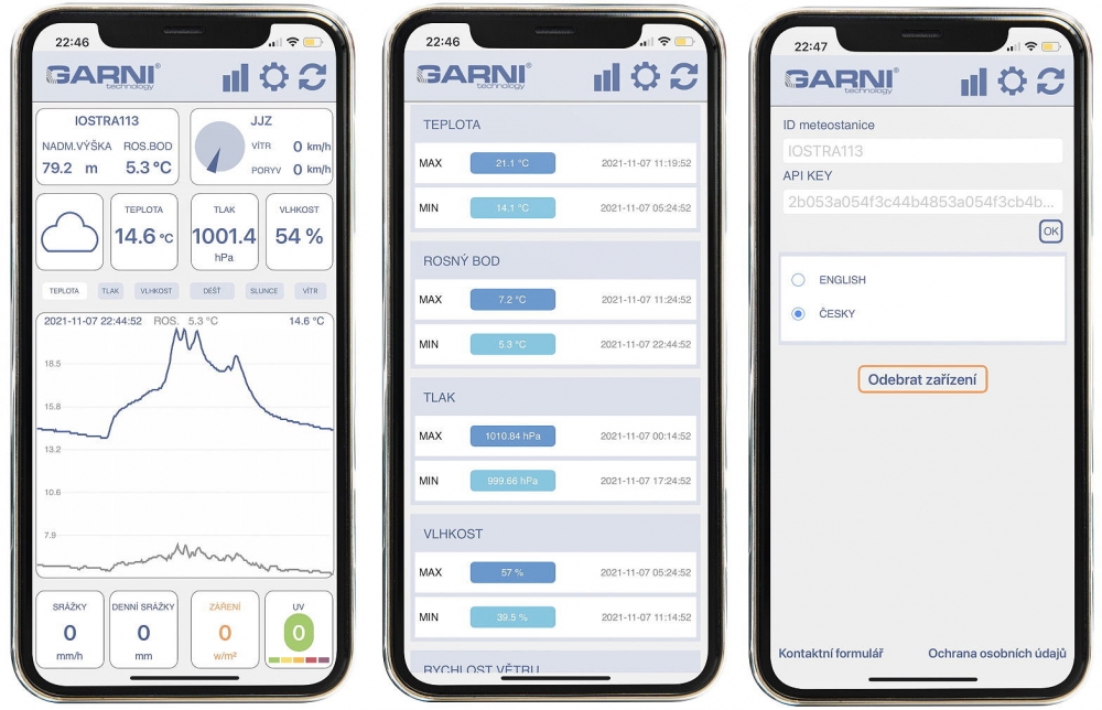 Aplikace GARNI technology pro iOS