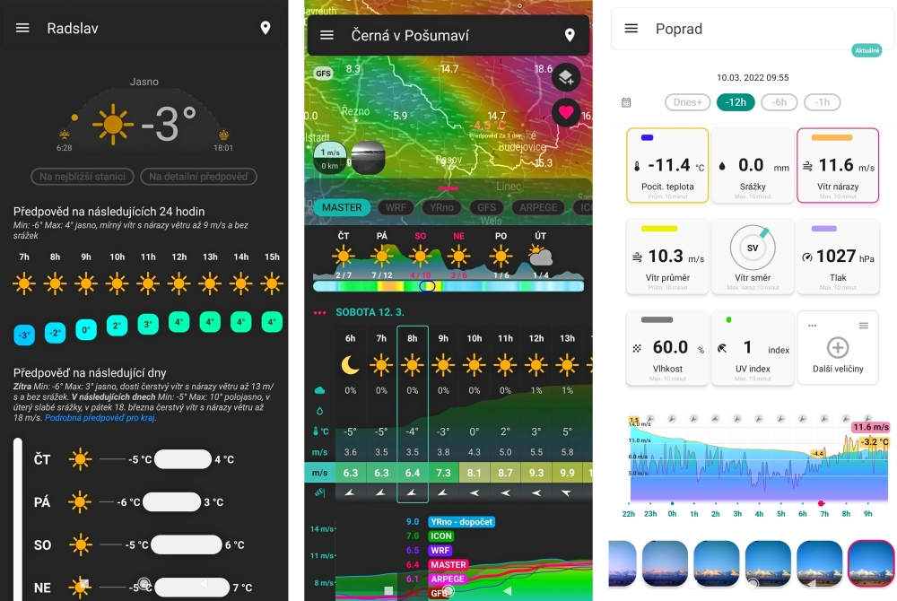 Aplikace Počasí Meteo